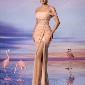 SHEIN Pink Strapless Sweetheart Gown